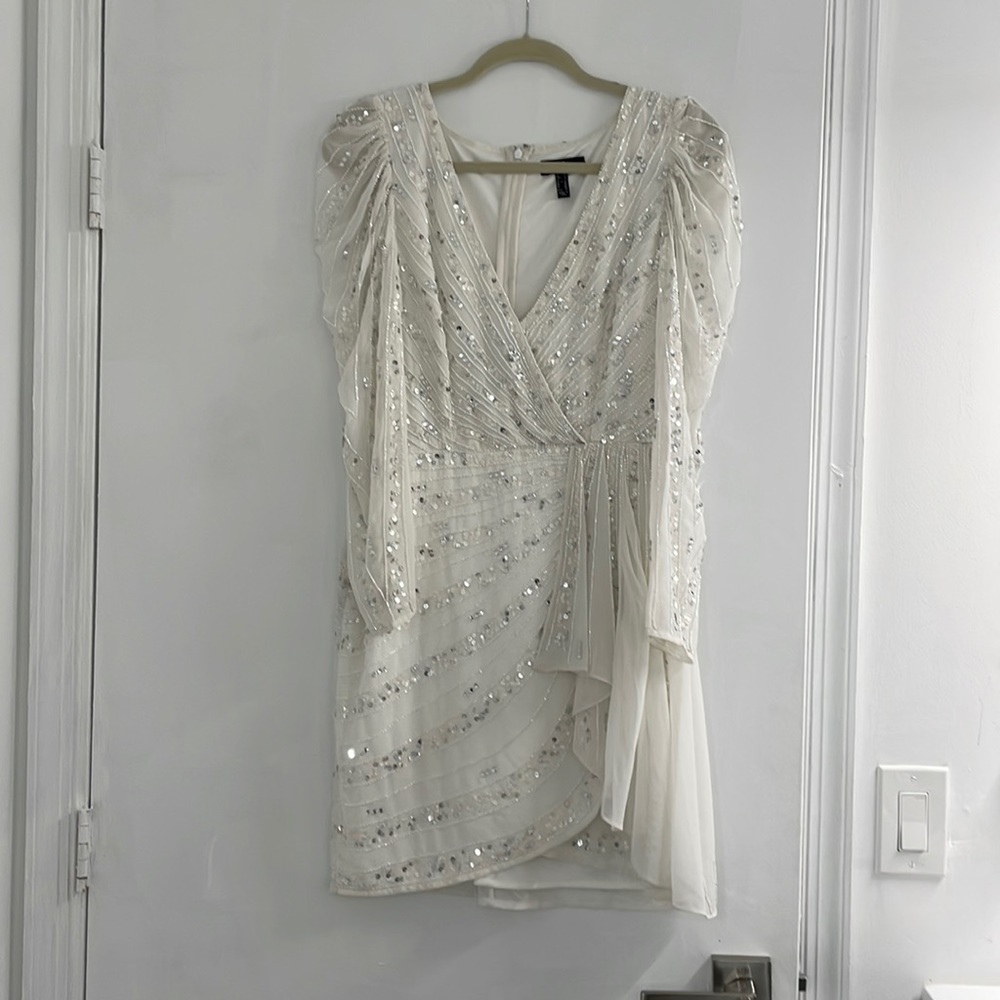 Aidan white mini dress size 6 sequine